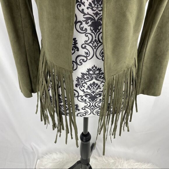 Flying Tomato Candace Olive Fringe Jacket - Picture 6 of 10